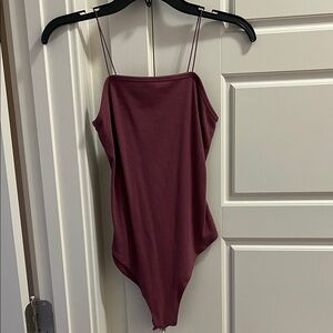 Wild Fable Dark Pink Ribbed Bodysuit